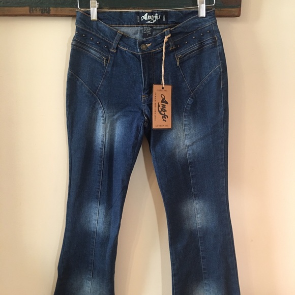 Angfu Studded and Flared Jeans with Fringe Hems Size 7 - Picture 4 of 13